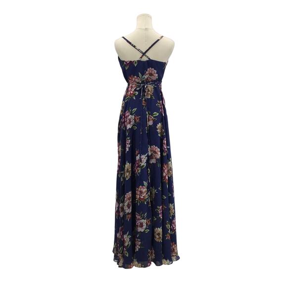 LULU'S XS Always There For Me Navy Blue Floral Print Wrap Maxi Dress NEW B154 - Picture 4 of 8